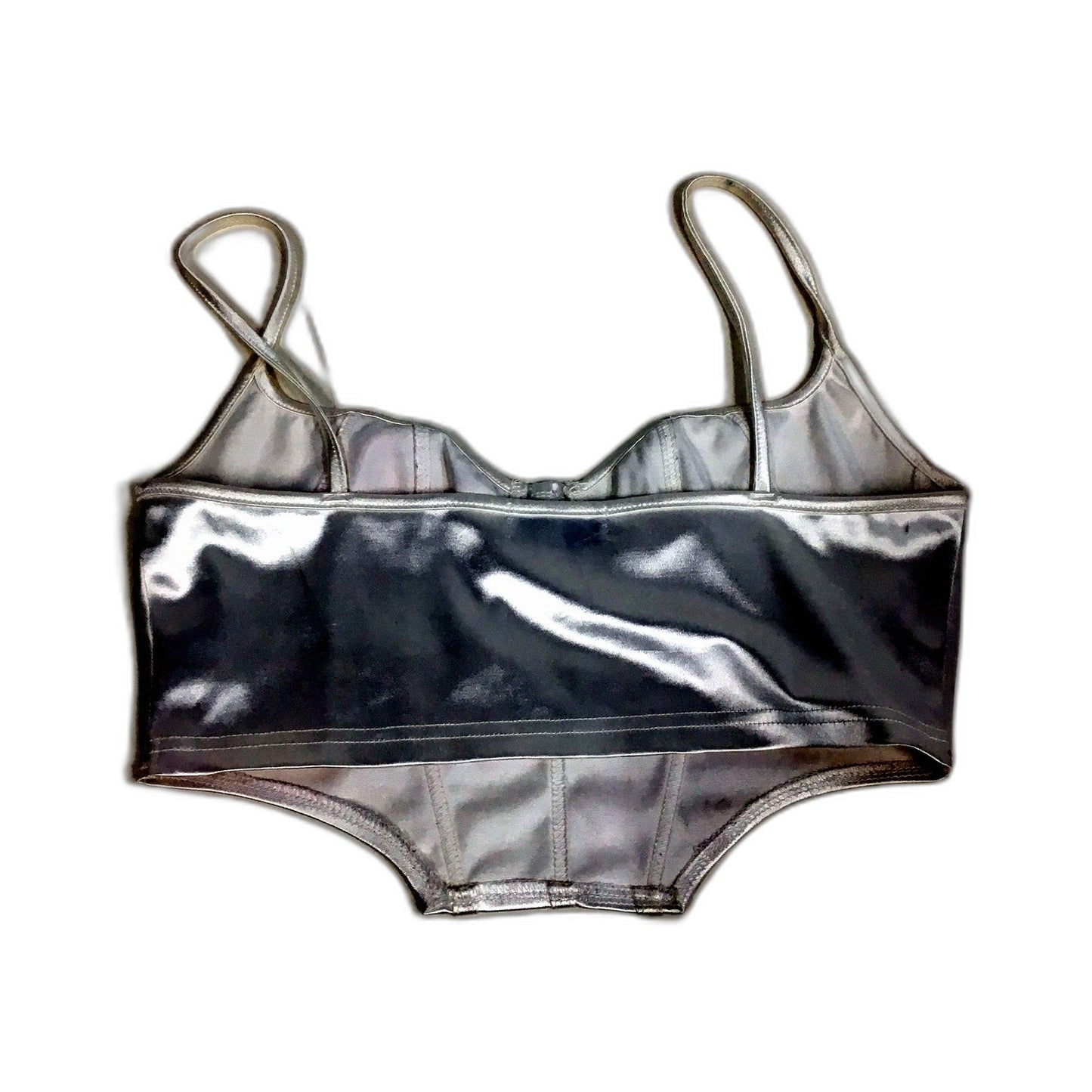 Oscar Street Womens Metallic Silver Crop Top Comfortable Soft Intimate Size L