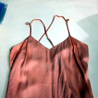 Chloe & Lola Womens Satin Lace Trim Sleep Camisole Nightie Peach Size S NEW