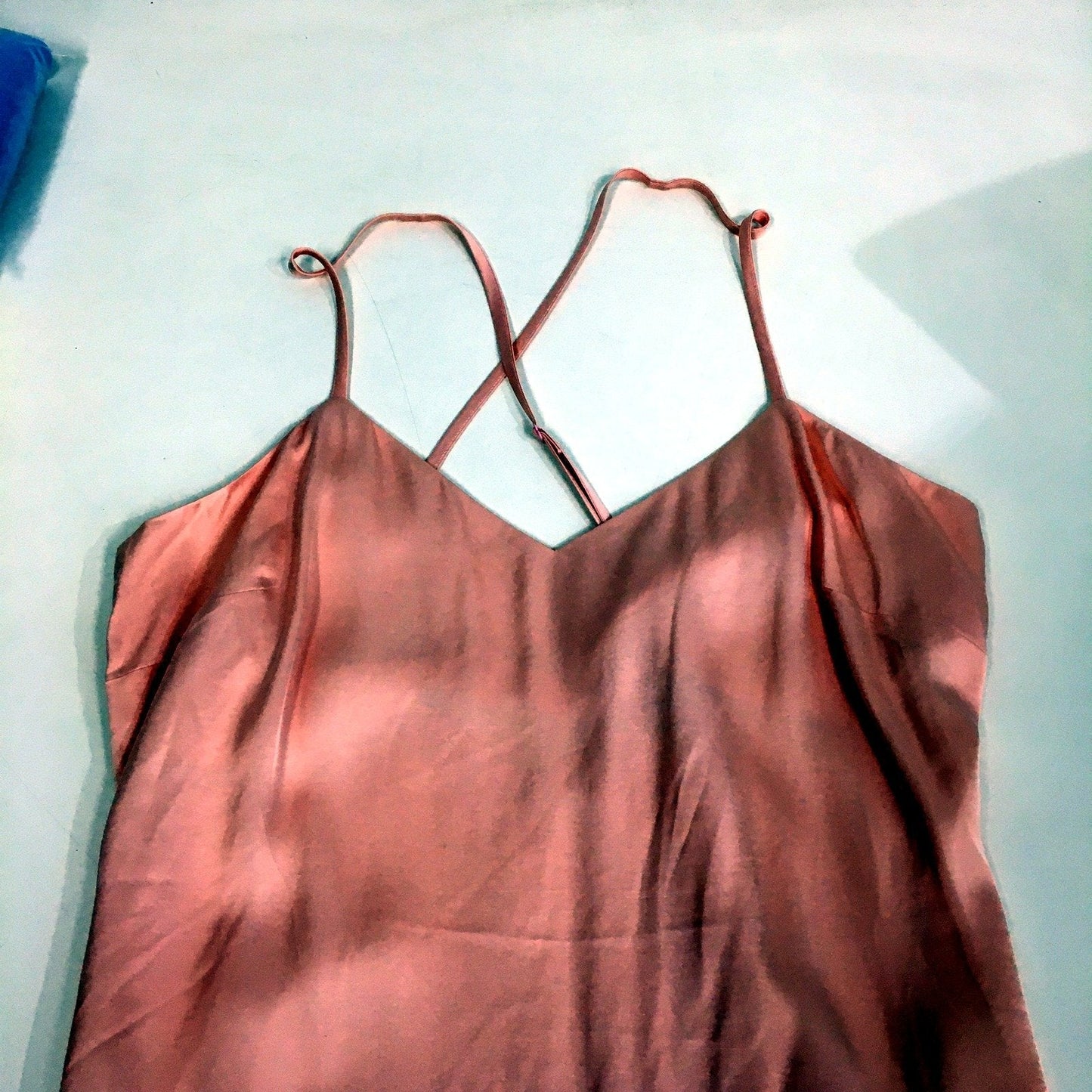 Chloe & Lola Womens Satin Lace Trim Sleep Camisole Nightie Peach Size S NEW