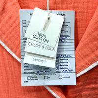 Chloe & Lola Womens Cotton Sleepwear Long Shirt in Orange, Size Small NEW