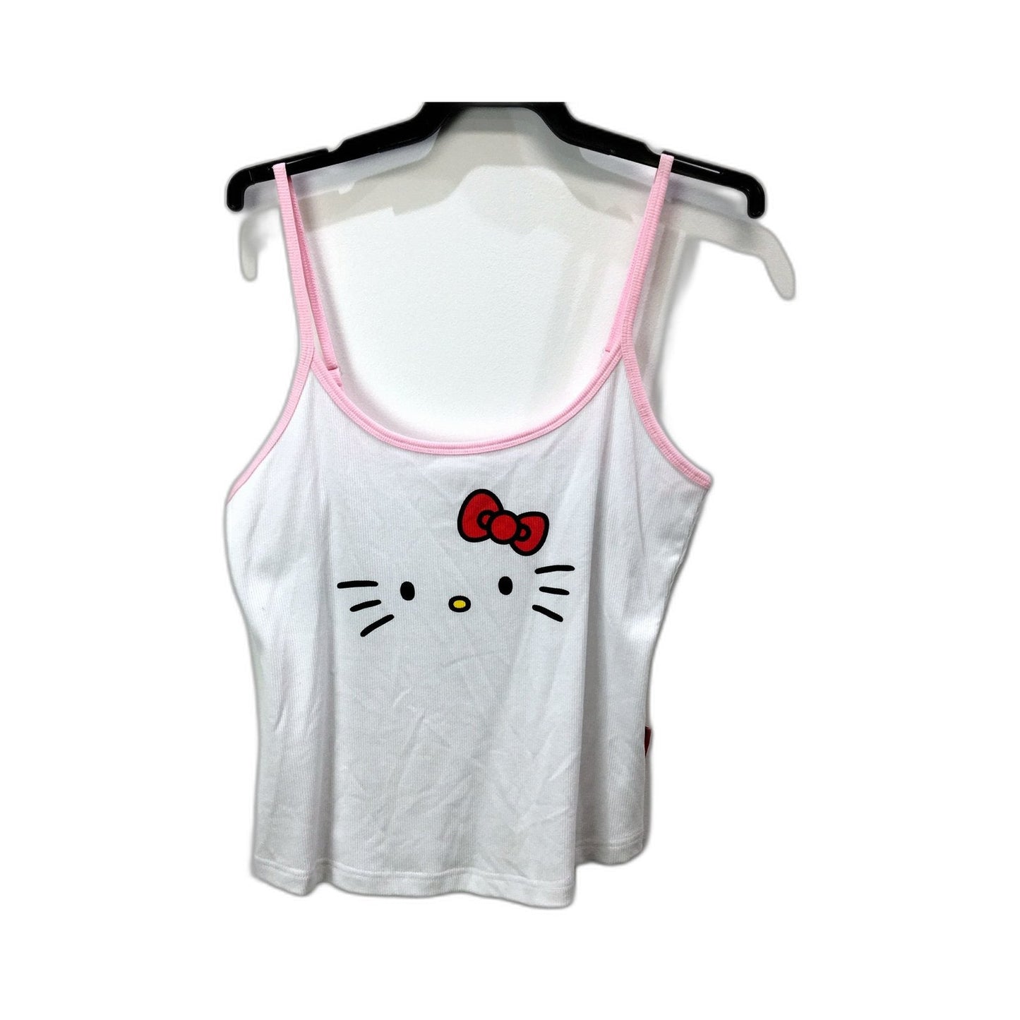Hello Kitty Womens Singlet/Tank Top White with Pink Trim Cotton Blend Size 12