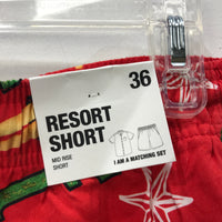JayJays Resort ELF Character Print Stars Shorts Red Mens Size 36 NEW