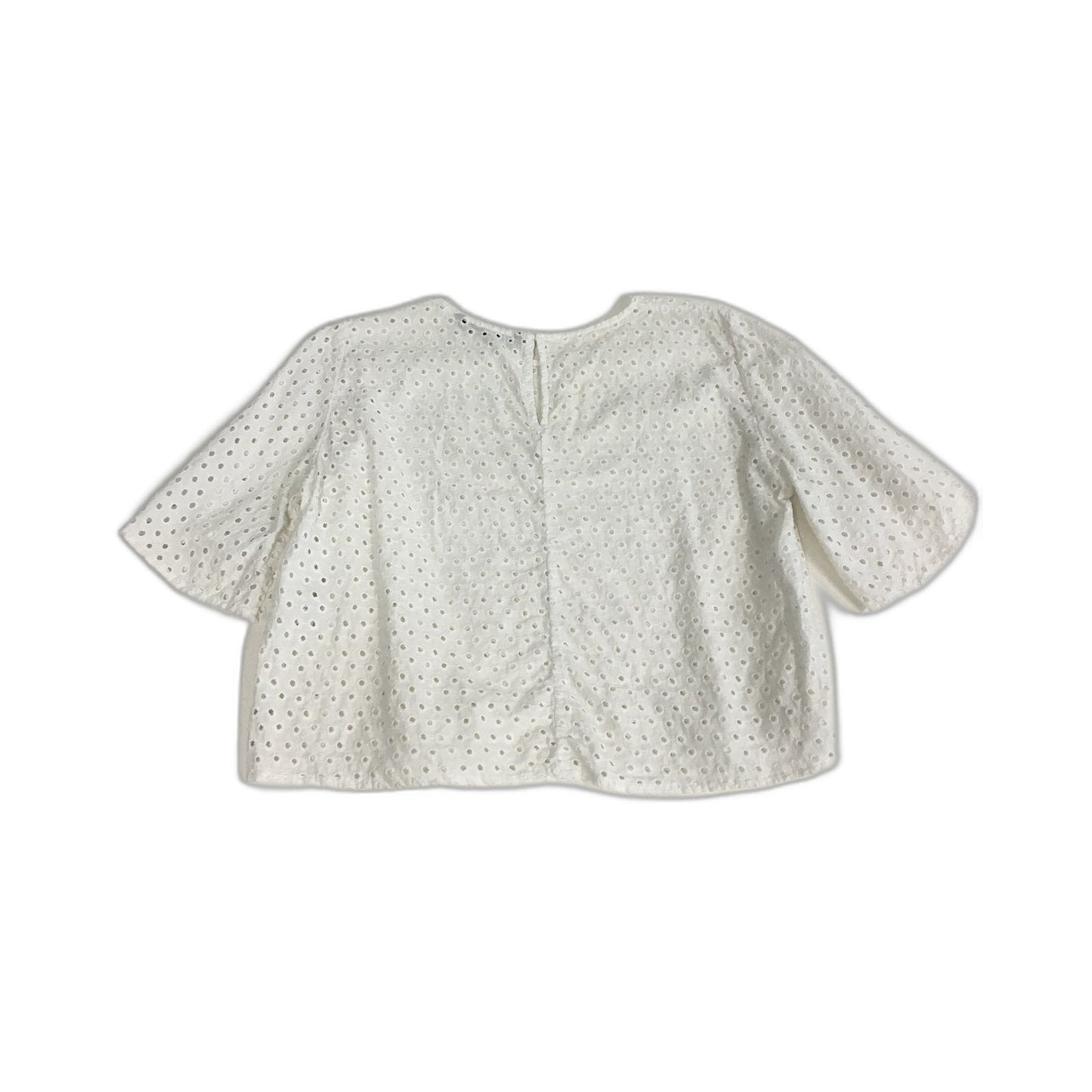 Zara Womens Eyelet Embroidered Puff Sleeve White Blouse - Size L