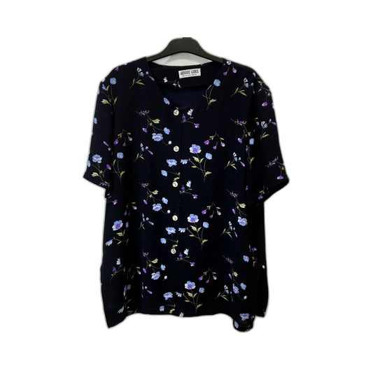 Aussie Girl Womens Floral Print Button-Down Blouse Multi Color with and Size M