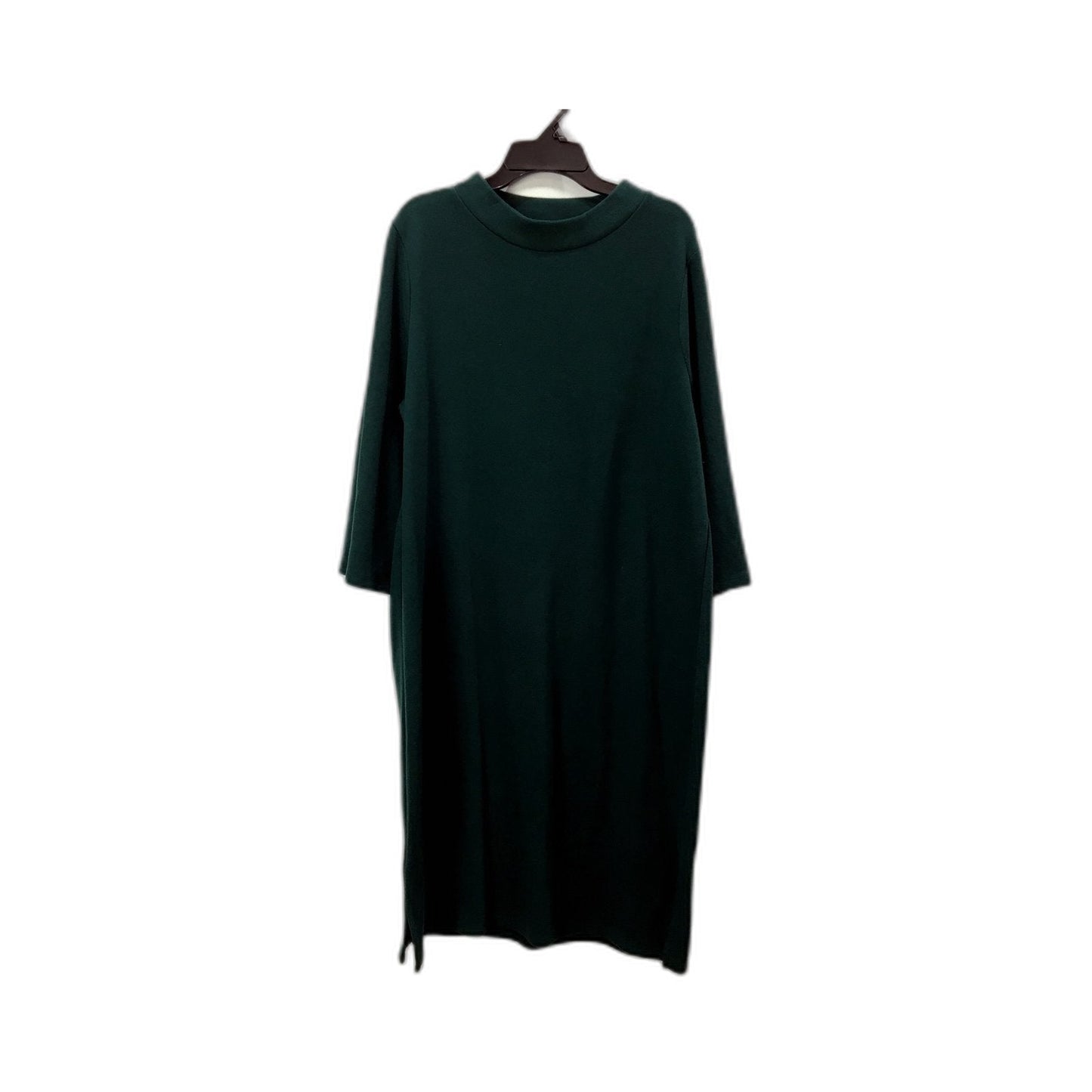M&S Collection Womens Bottle Green Pullover Dress with Long Sleeves, Size 14
