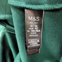 M&S Collection Womens Bottle Green Pullover Dress with Long Sleeves, Size 14
