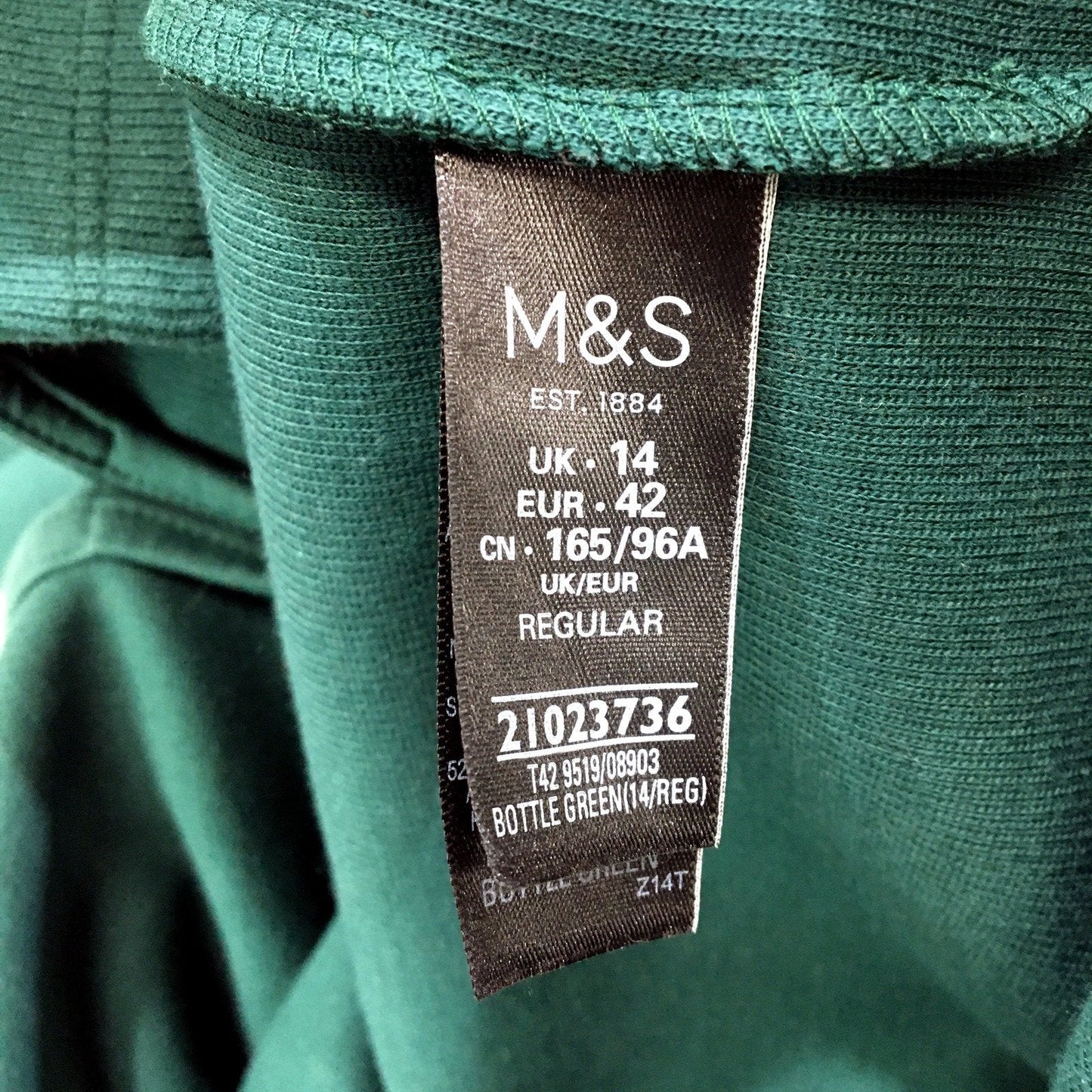 M&S Collection Womens Bottle Green Pullover Dress with Long Sleeves, Size 14