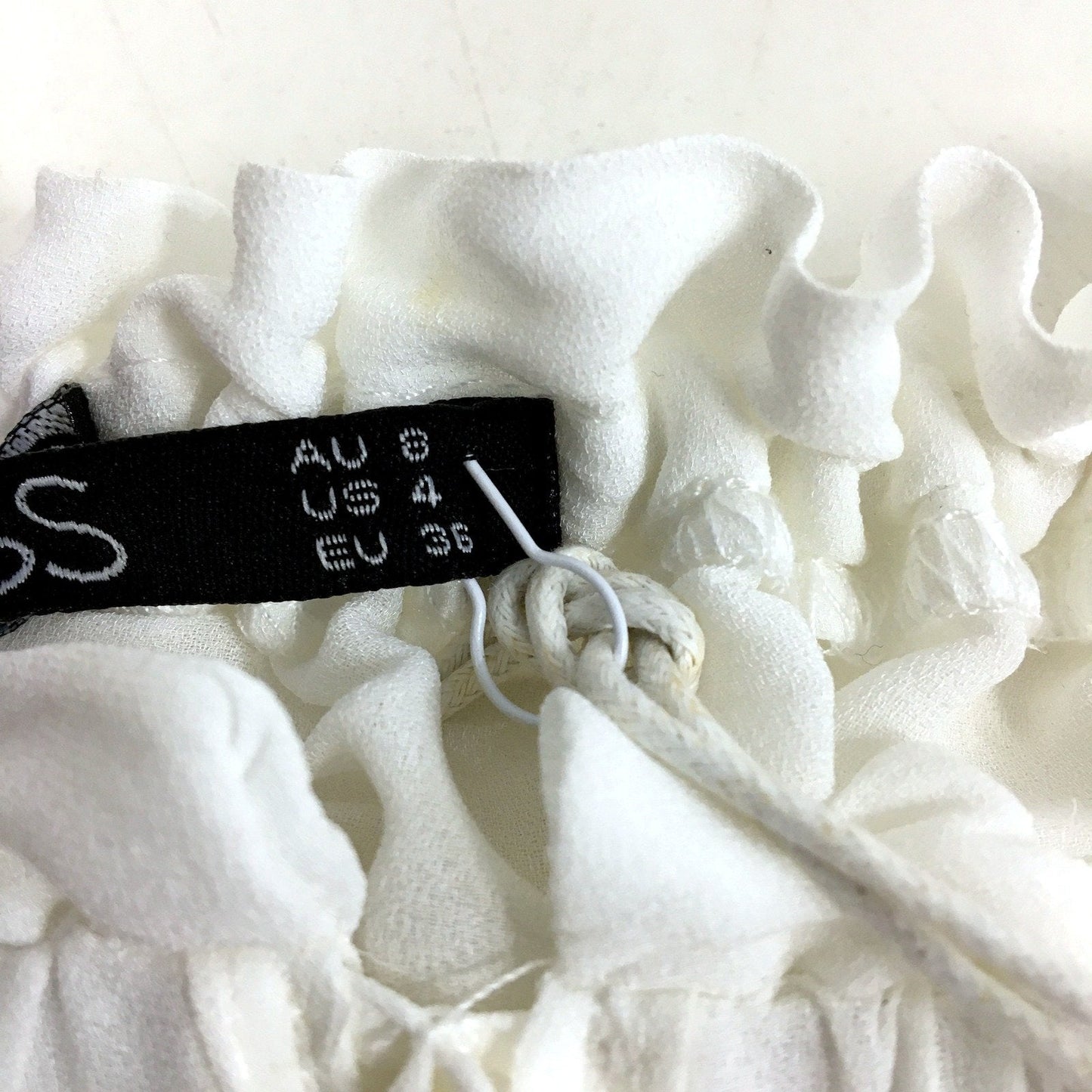 Sass Womens Emilia Puff Sleeve Blouse in Pearl White, Size 8 NEW