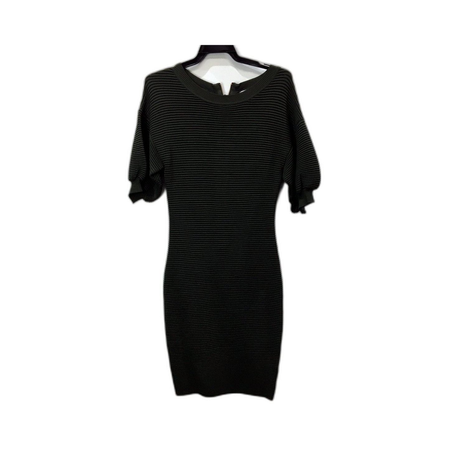 Sheike Womens Fifi Ribbed Knit Puff Sleeve Dress in Khaki, Size M NEW