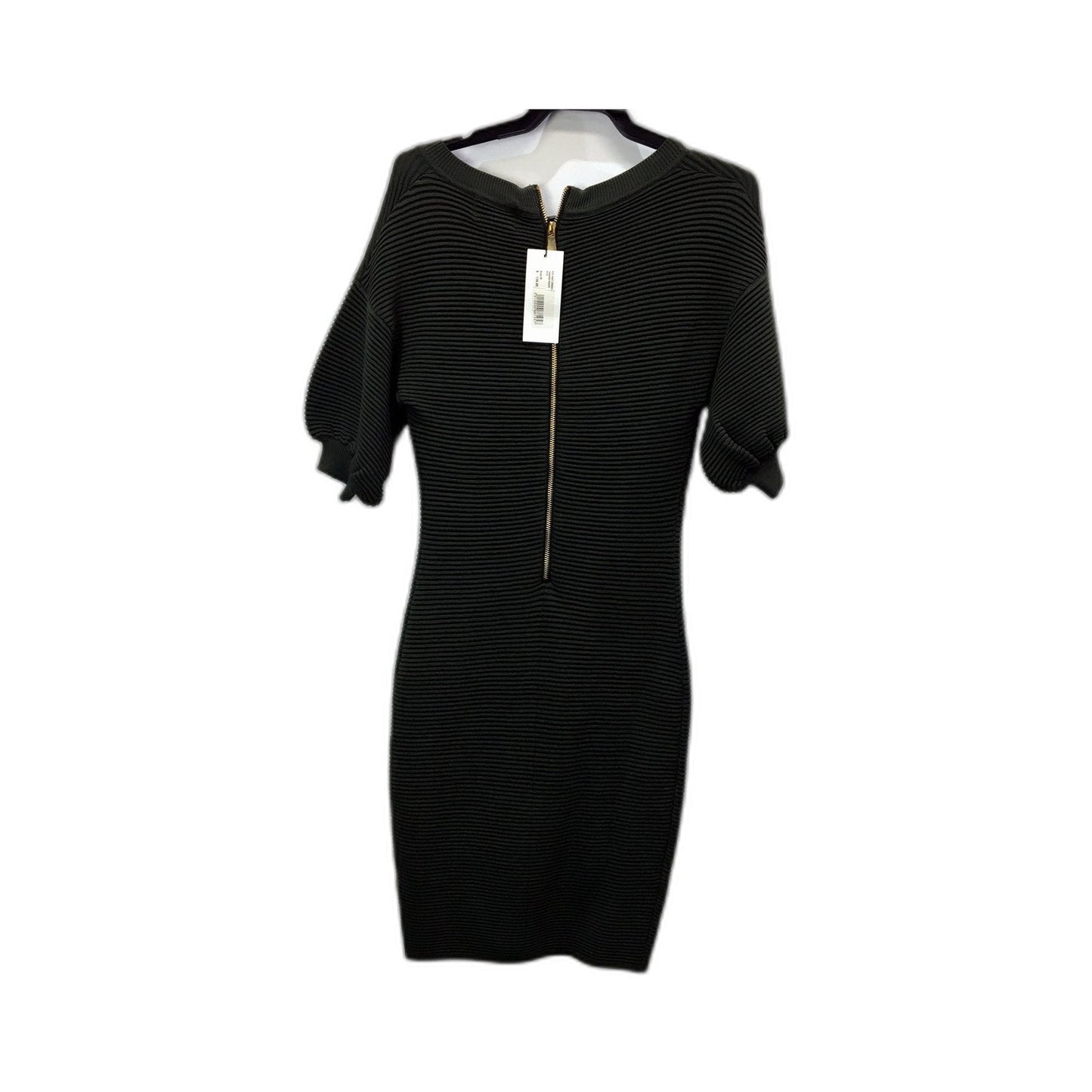 Sheike Womens Fifi Ribbed Knit Puff Sleeve Dress in Khaki, Size M NEW