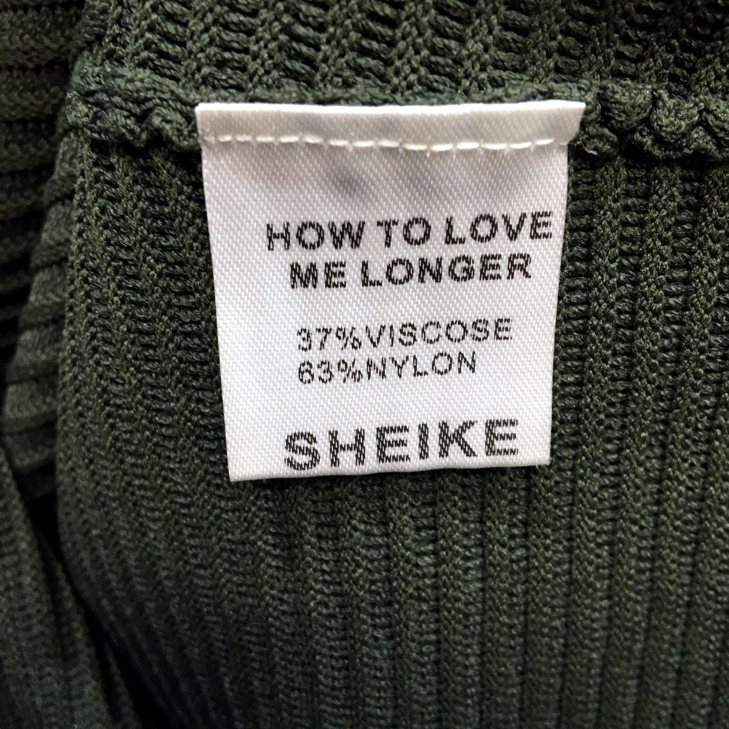 Sheike Womens Fifi Ribbed Knit Puff Sleeve Dress in Khaki, Size M NEW