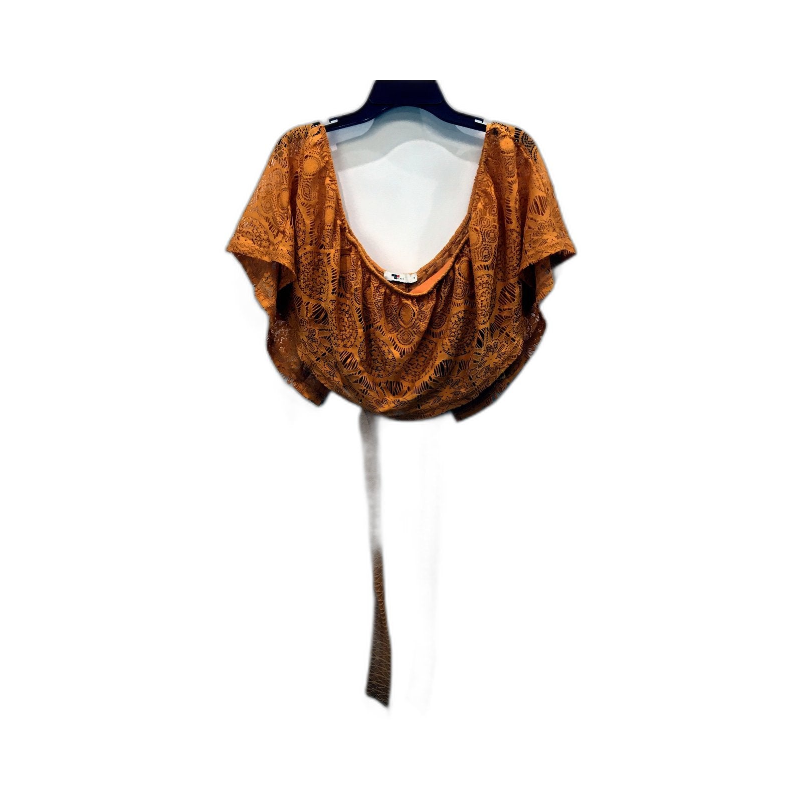 Temt Womens Lace Crop Top in Orange - Lightweight Feminine Casual Blouse Size S