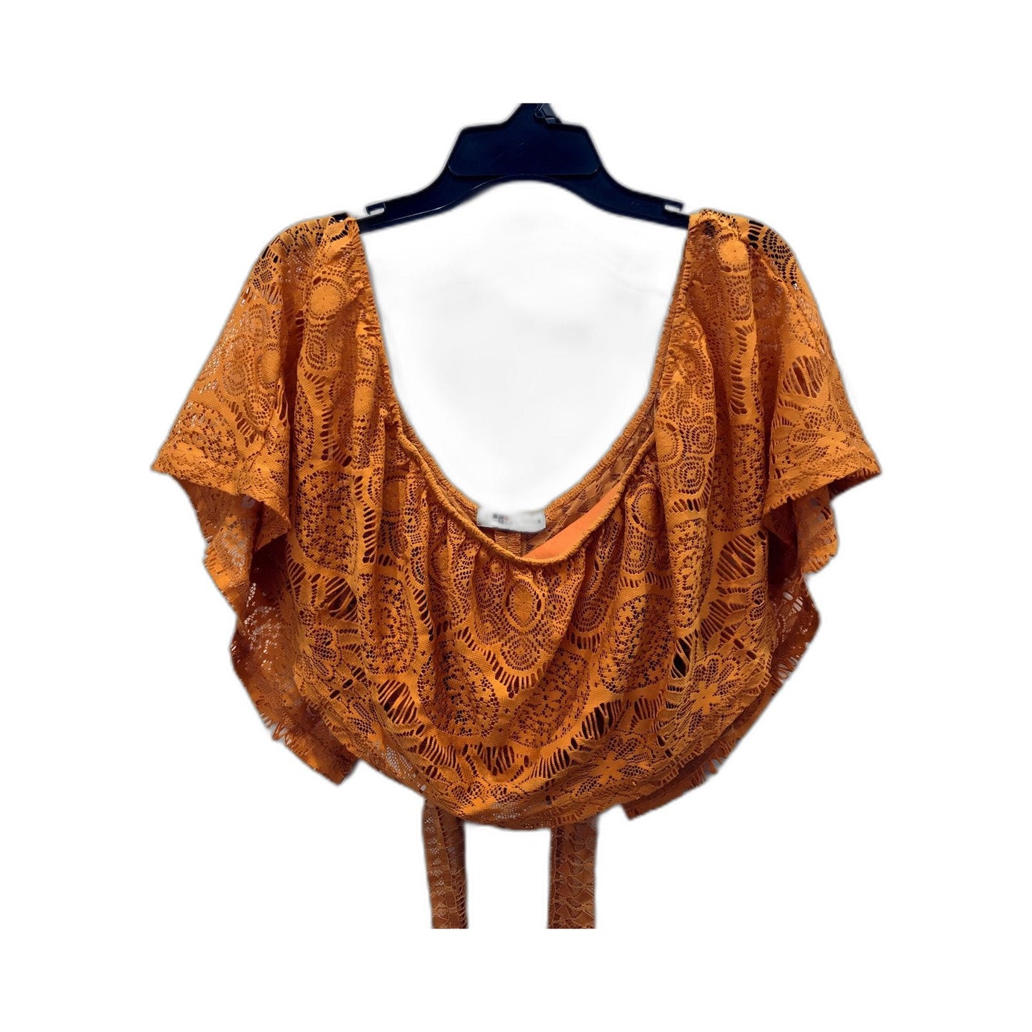 Temt Womens Lace Crop Top in Orange - Lightweight Feminine Casual Blouse Size S