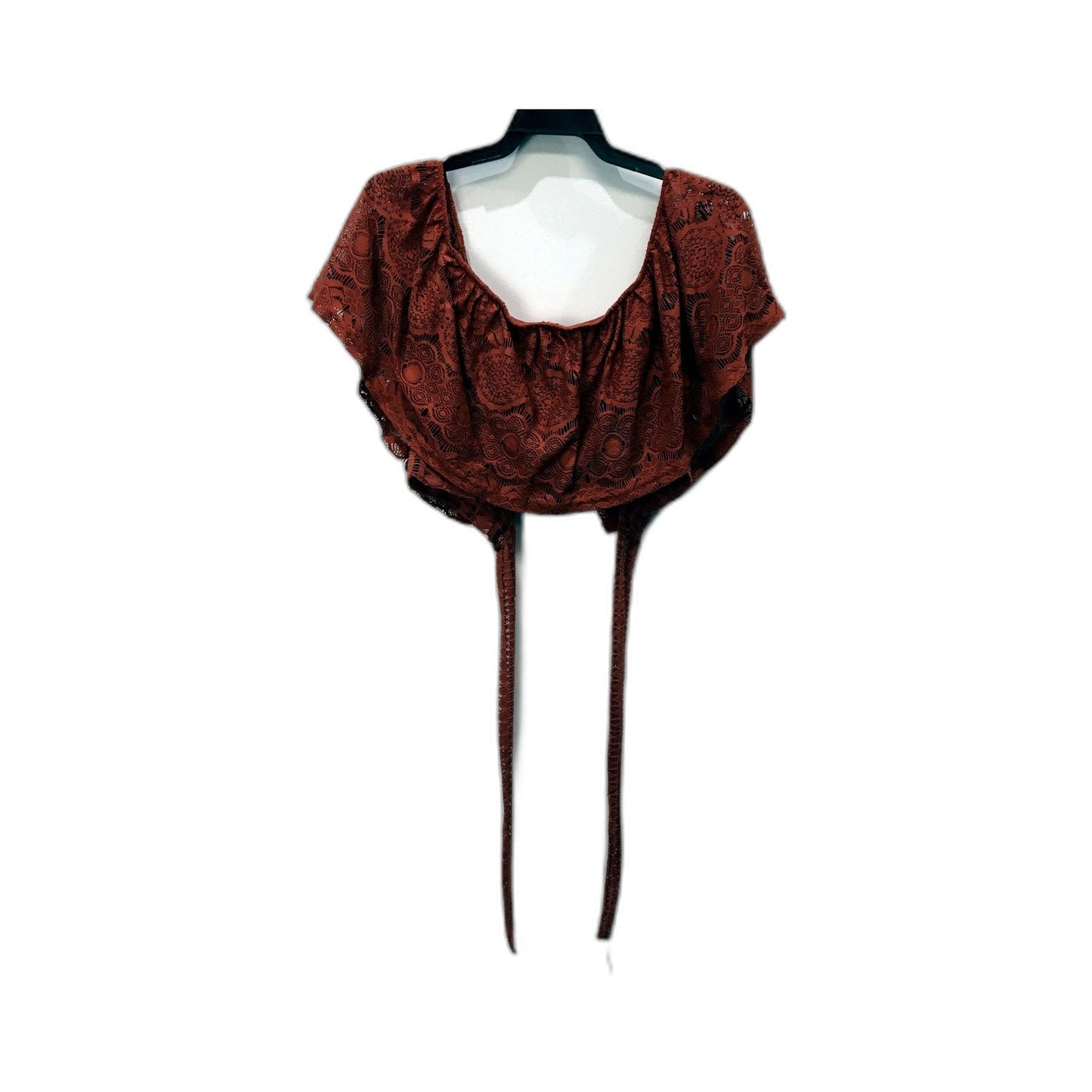 Temt Womens Lace Crop Top - Lightweight Ruffle Boho Wrap in Rust Size S