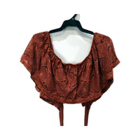 Temt Womens Lace Crop Top - Lightweight Ruffle Boho Wrap in Rust Size S