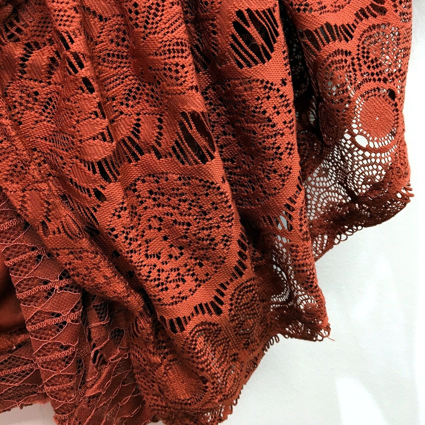 Temt Womens Lace Crop Top - Lightweight Ruffle Boho Wrap in Rust Size S