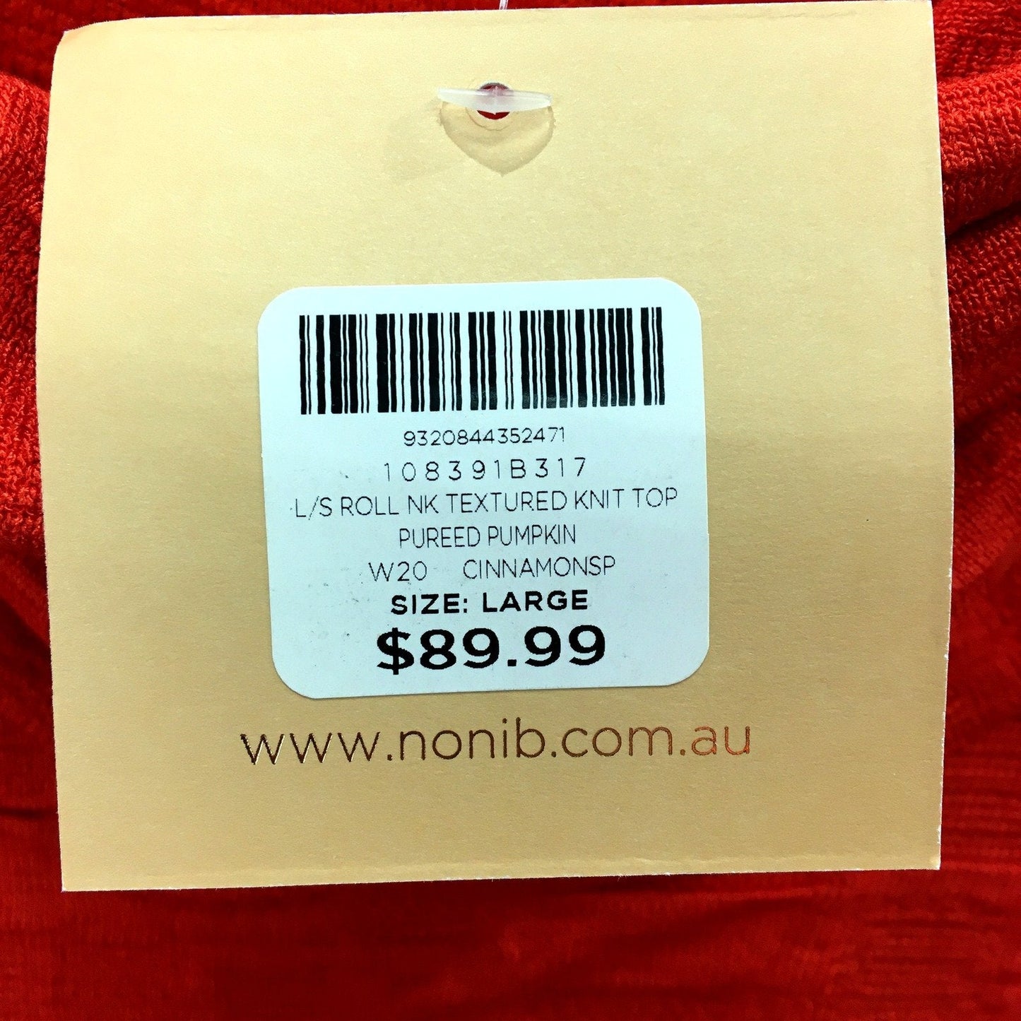 NONIB Womens Long Sleeve Roll Neck Textured Knit Top Pureed Pumpkin Size NEW