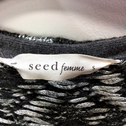 Seed femme Womens Button-Down Sweater Black and Gray Floral Pullover Size Small