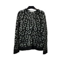 Seed femme Womens Button-Down Sweater Black and Gray Floral Pullover Size Small