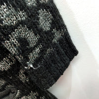 Seed femme Womens Button-Down Sweater Black and Gray Floral Pullover Size Small