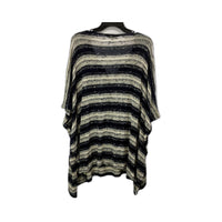 Belle Curve Womens Striped Poncho Oversized Loose Fit Black and Beige Size L+
