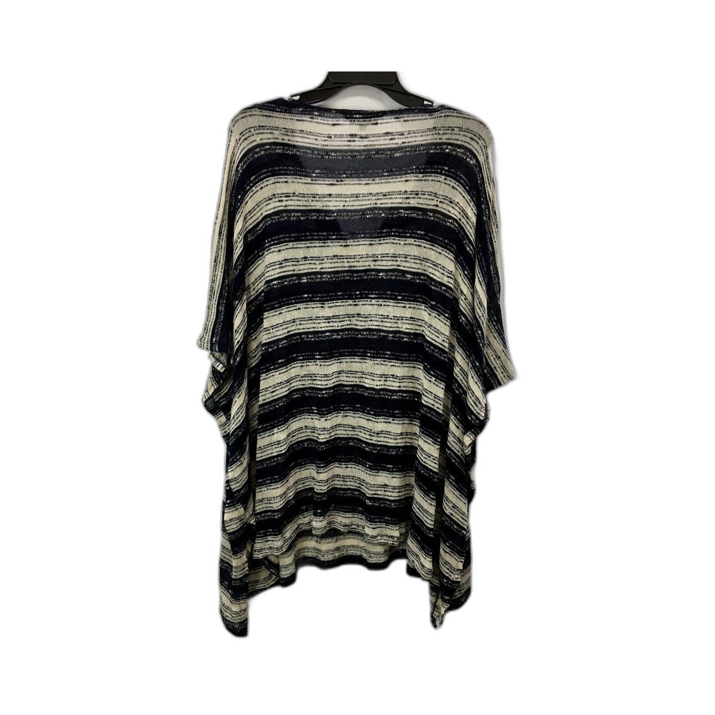 Belle Curve Womens Striped Poncho Oversized Loose Fit Black and Beige Size L+