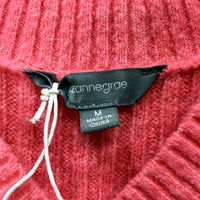 Ribbed Knit V-Neck Pullover Sweater Womens in Pink, Size M NEW