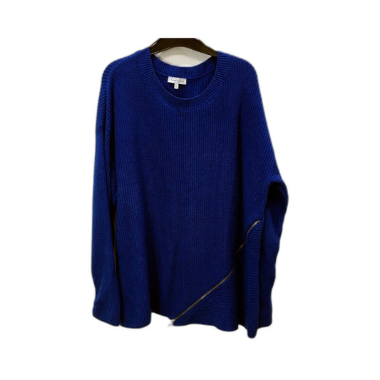 Wayne Cooper Womens Blue Knit Pullover Sweater with Zipper detial, Size L