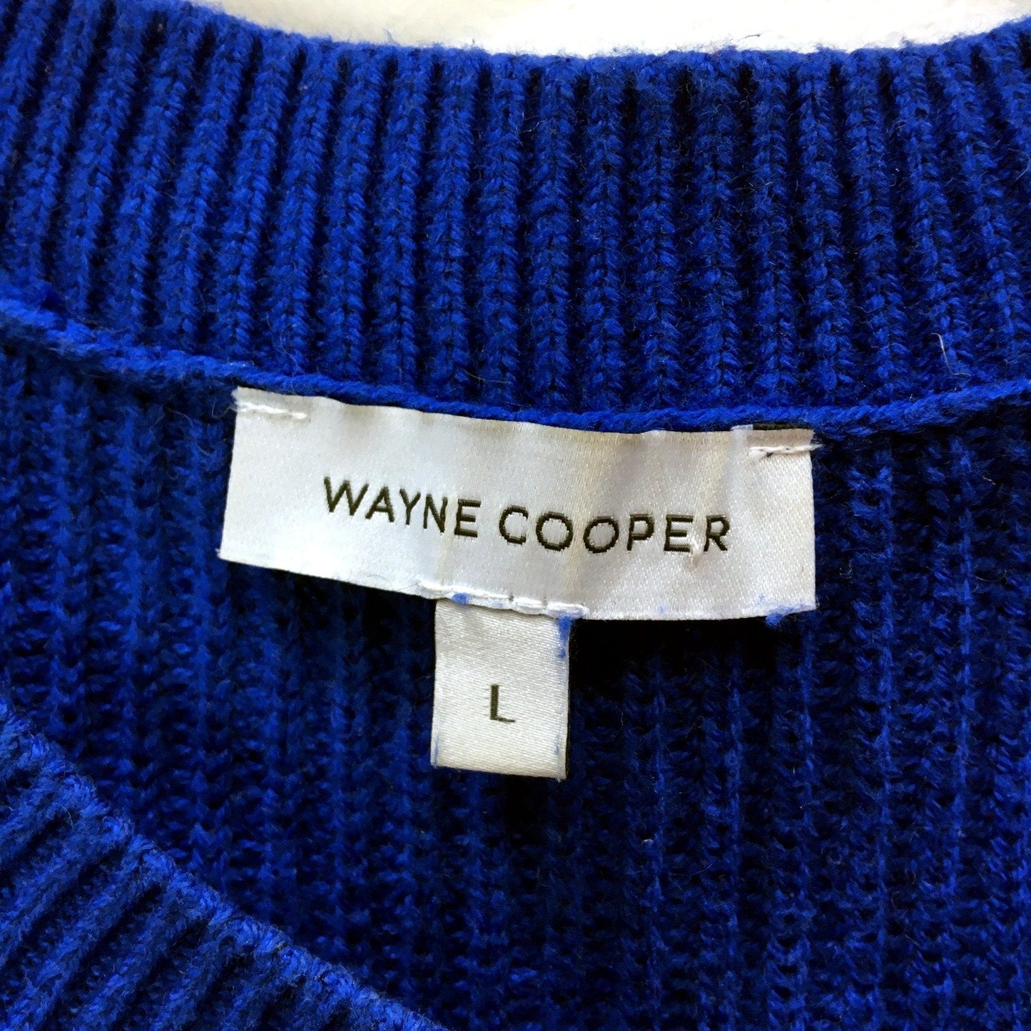 Wayne Cooper Womens Blue Knit Pullover Sweater with Zipper detial, Size L