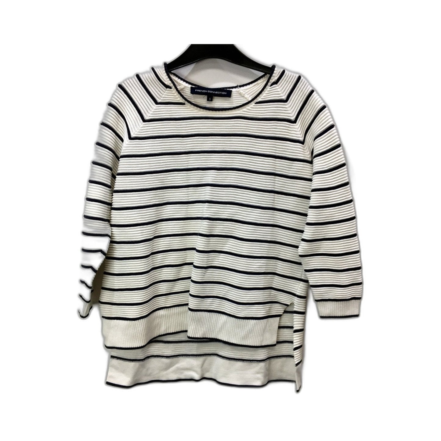 French Connection Womens Striped Pullover Sweater Cotton Black and White Size S