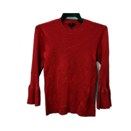 Cue Womens Bell Sleeve Pullover Sweater in Red Viscose Nylon, Size M NEW