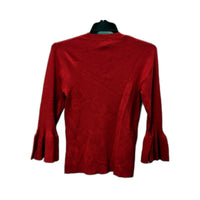 Cue Womens Bell Sleeve Pullover Sweater in Red Viscose Nylon, Size M NEW