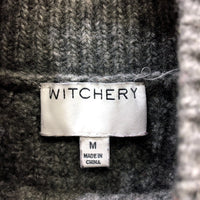 Witchery Womens Ribbed Knit Pullover Sweater Gray Soft Wool Blend Size M NEW