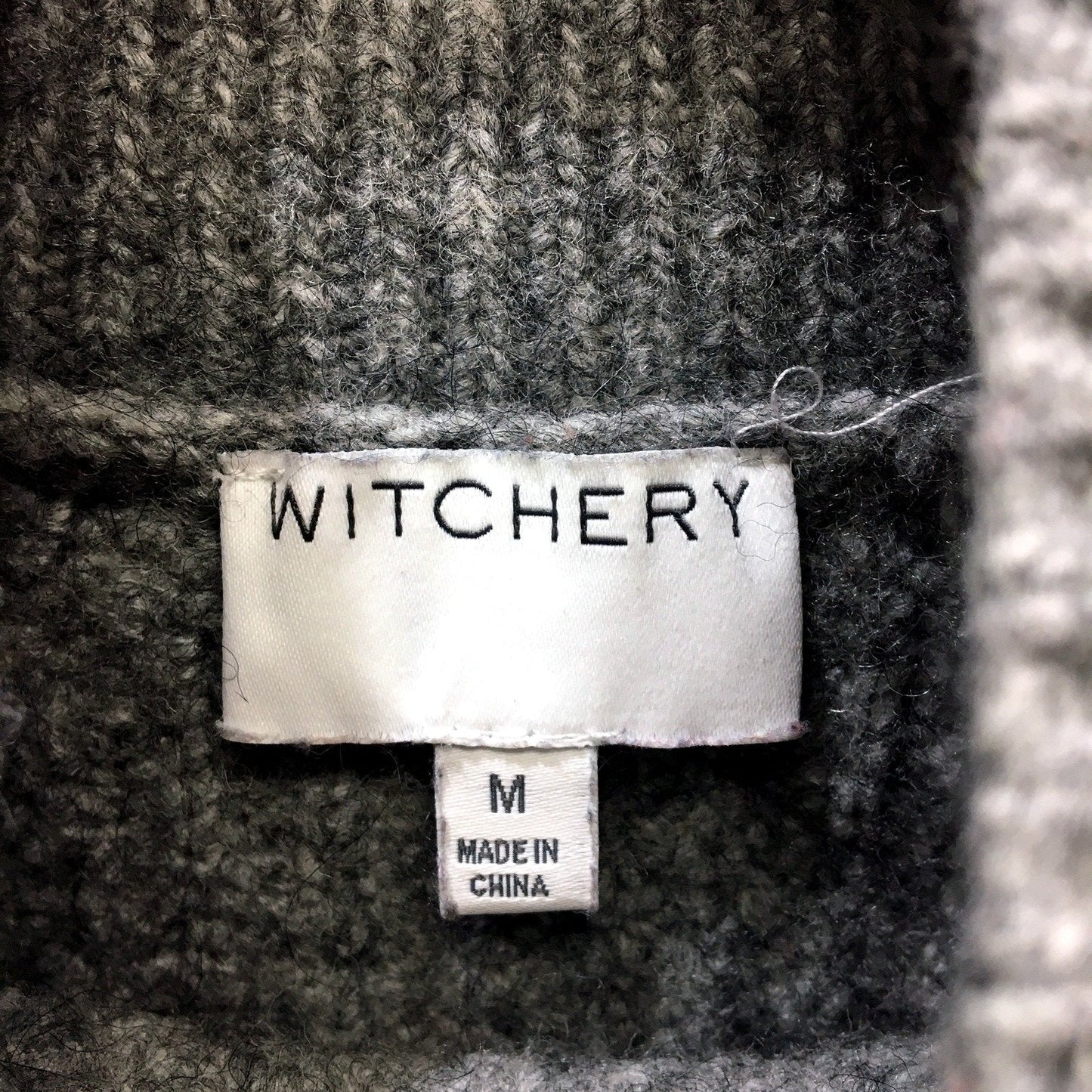 Witchery Womens Ribbed Knit Pullover Sweater Gray Soft Wool Blend Size M NEW