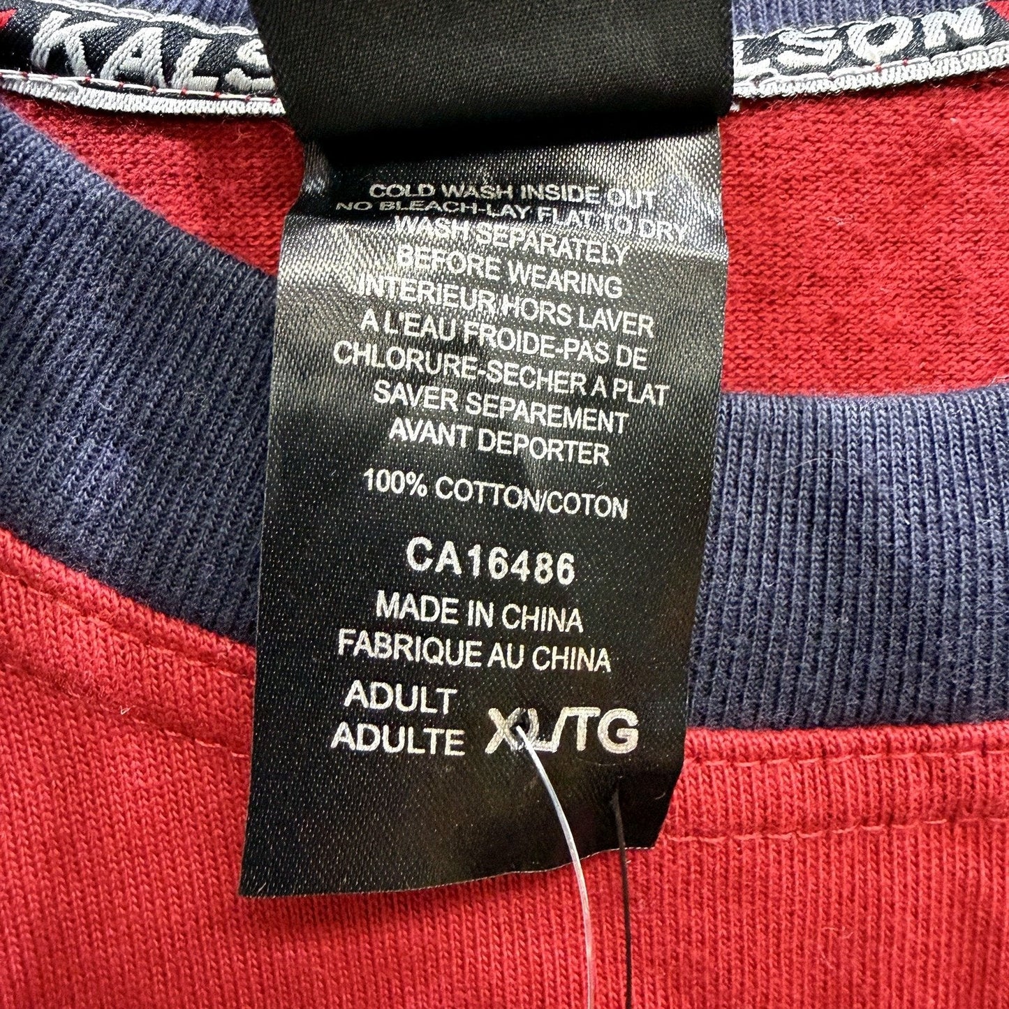 Kalson Mens Pullover Sweatshirt in Red and Navy Blue, 100% Cotton, XL NEW