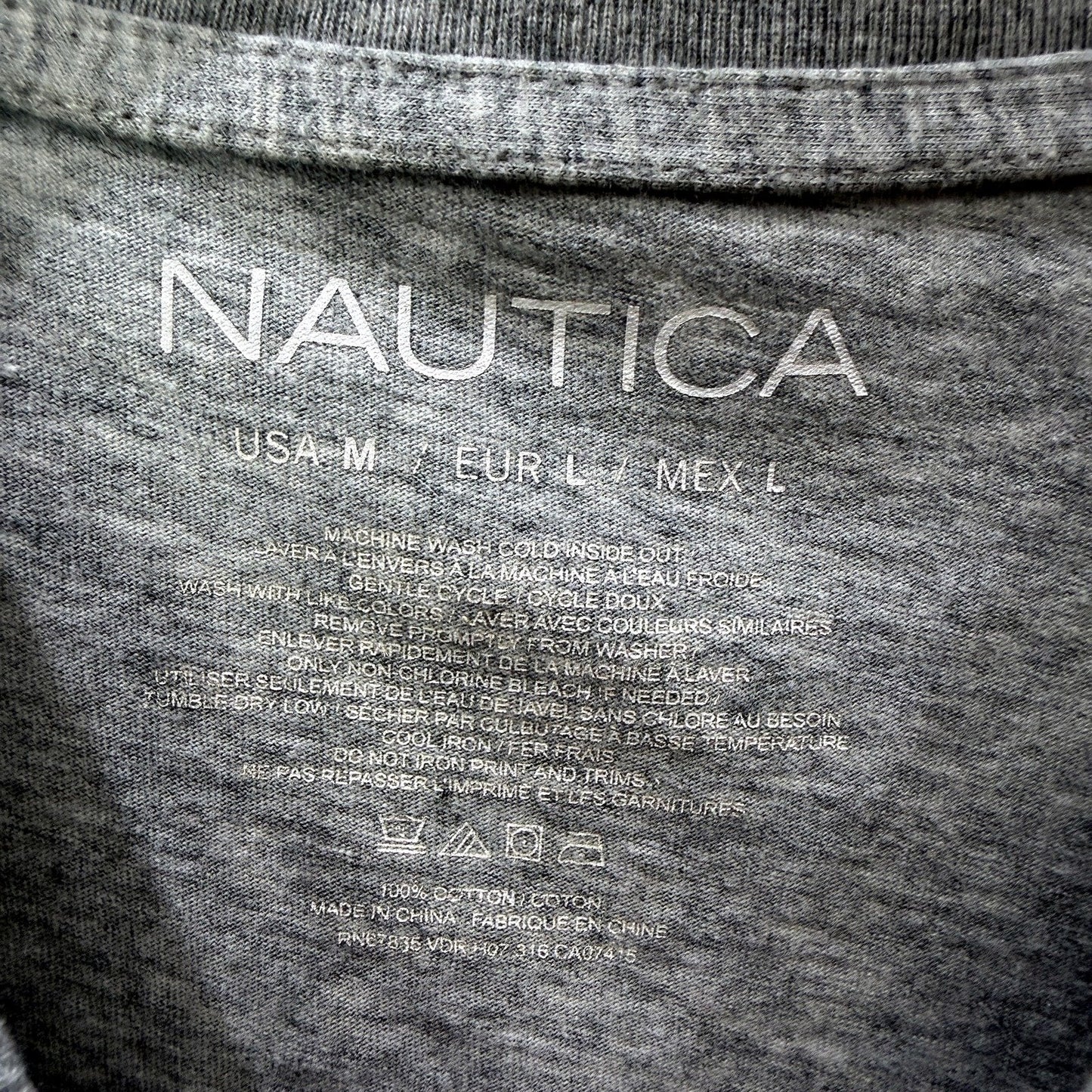 Nautica Mens Gray Cotton T-Shirt for Casual Everyday Wear, Size M