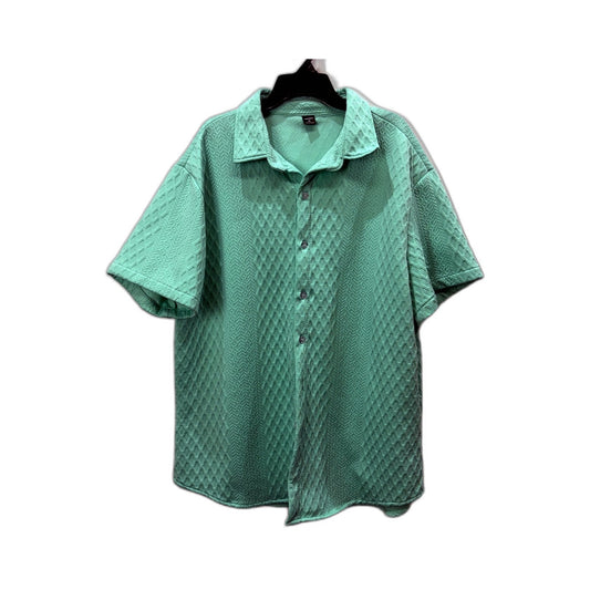 Manfinity Mens Quilted Diamond Pattern Button-Down Shirt Mint Green Size XL