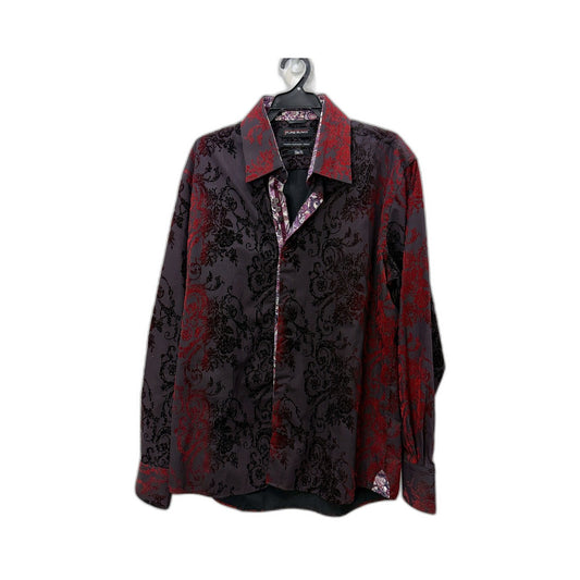 Pure Blakk Mens Slim Fit Button-Down Shirt Floral Print Multi Color Size 2XL