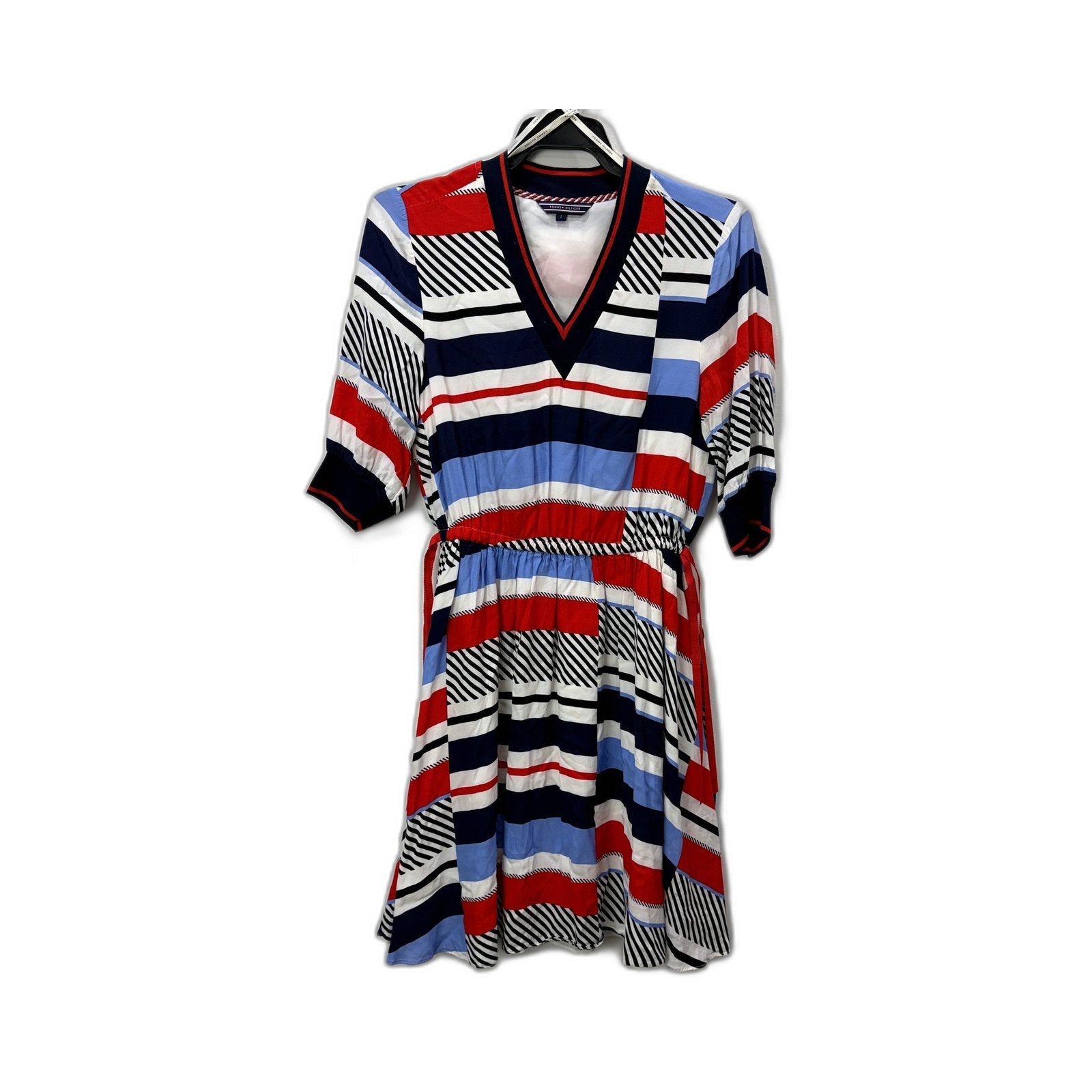 Women's Tommy Hilfiger Striped Multi Color Dress Size 2 NEW