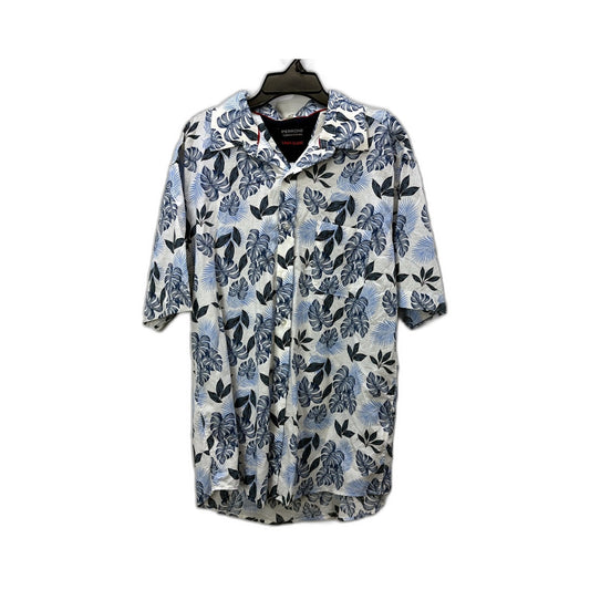 Perrone Mens Button-Down Shirt Floral Print Cotton Linen Blend Casual Sz L