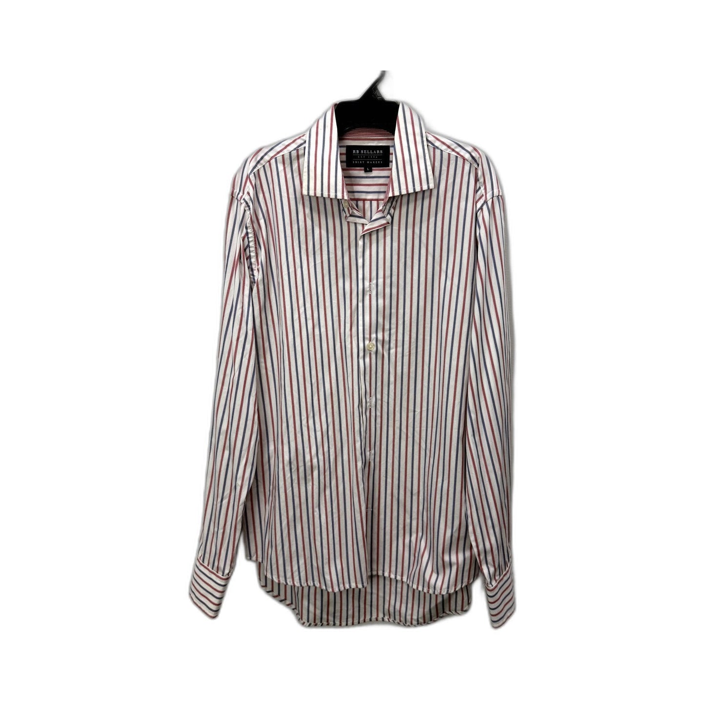 RB Sellars Mens Striped Dress Shirt Cotton Long Sleeve Collared Multi Color SZ L