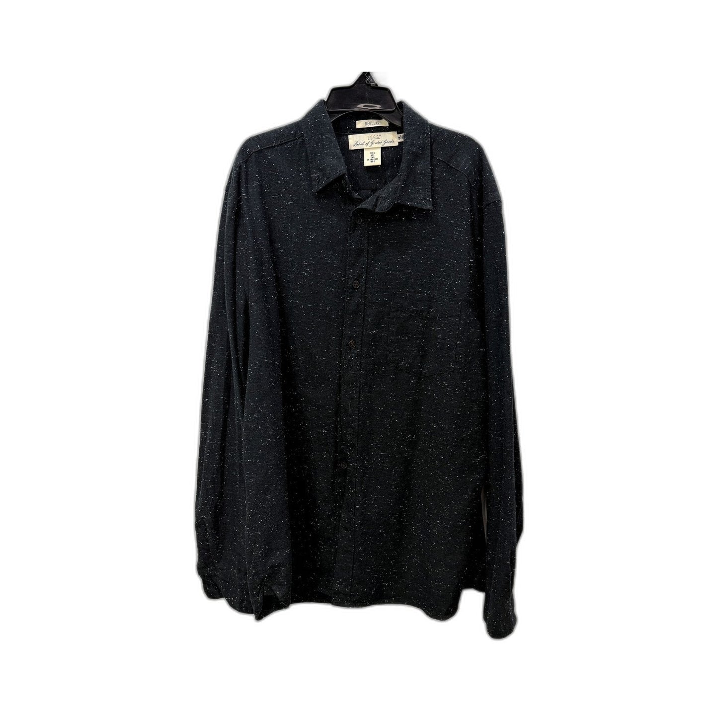 H&M Mens Relaxed Fit Pullover Sweatshirt in Black with Speckled Design, Size L