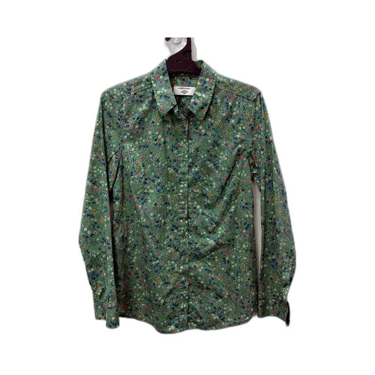 Sportscraft Womens Green Floral Button-Down Shirt Liberty Fabric Size 10