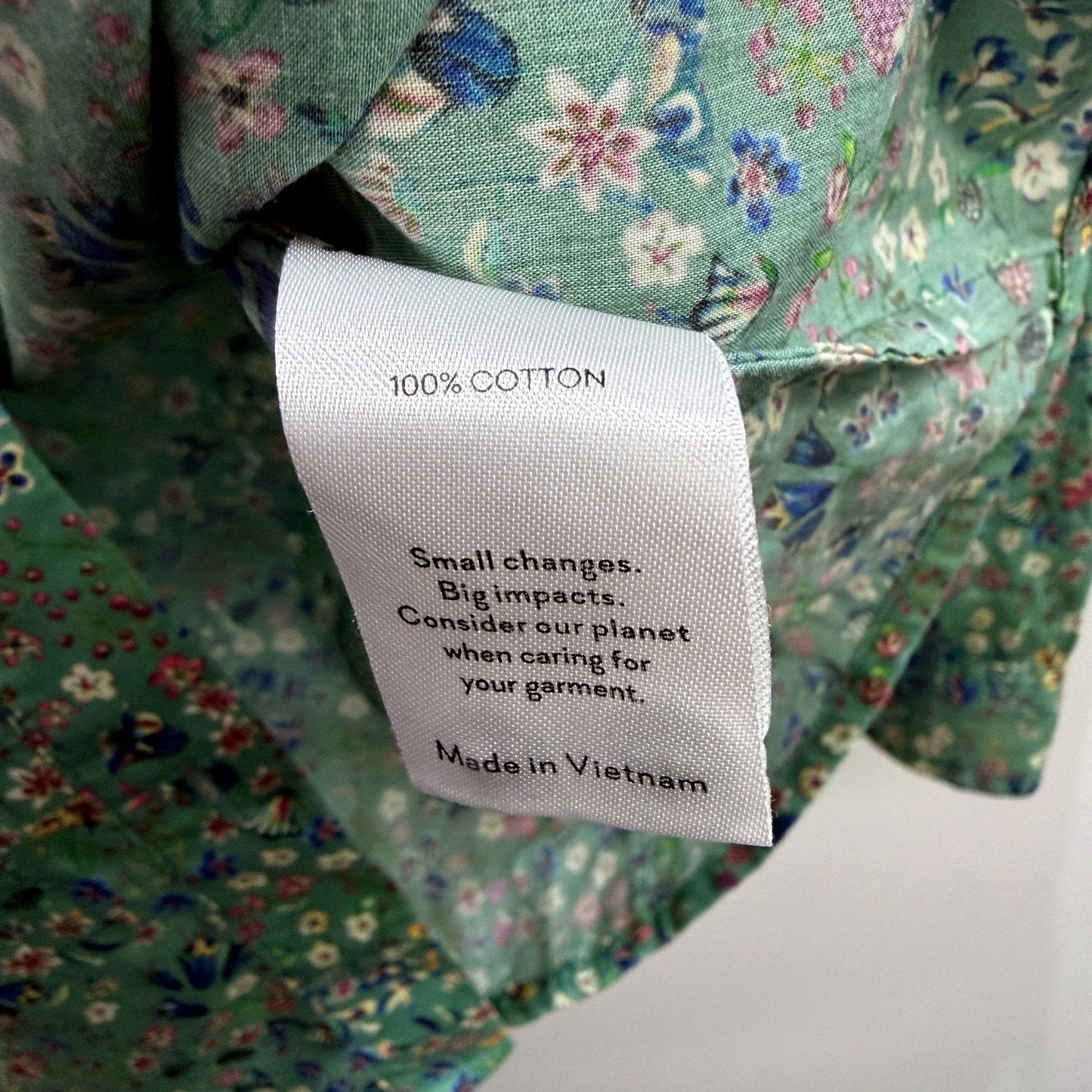 Sportscraft Womens Green Floral Button-Down Shirt Liberty Fabric Size 10