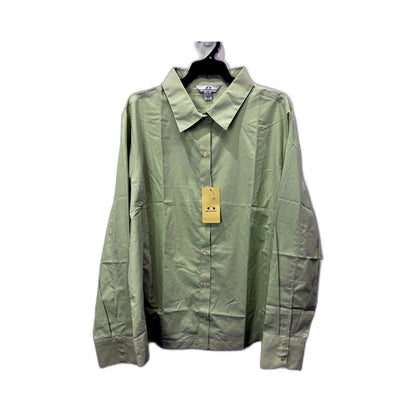 Biz Collection Womens Button-Down Shirt in Green, Size 24 NEW