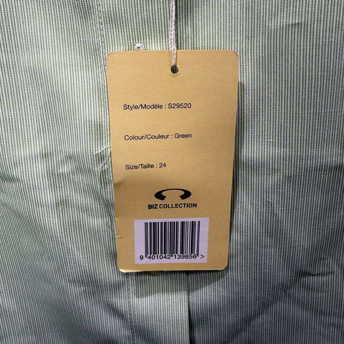 Biz Collection Womens Button-Down Shirt in Green, Size 24 NEW
