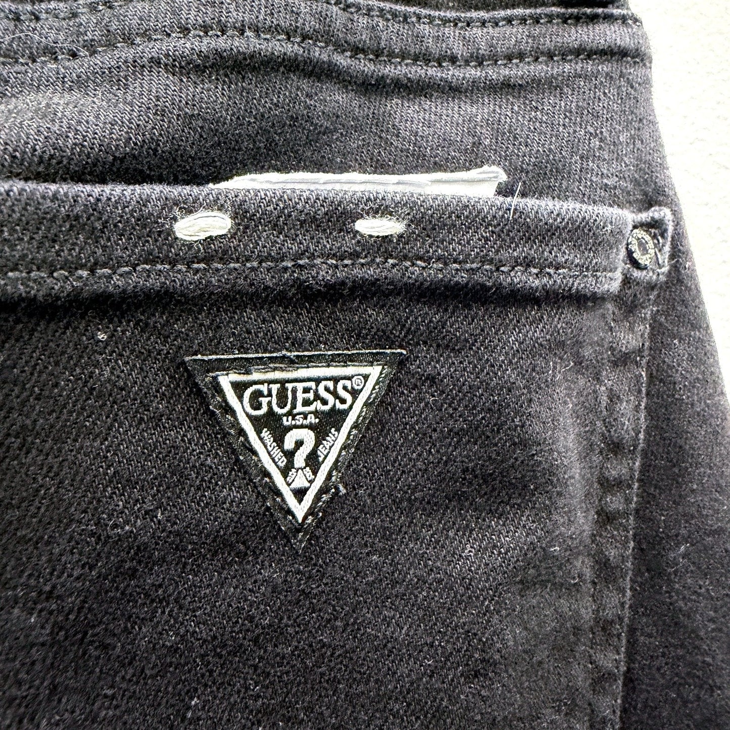 Guess Womens Skinny Mid Rise Black Cotton Denim Jeans Size 28 NEW
