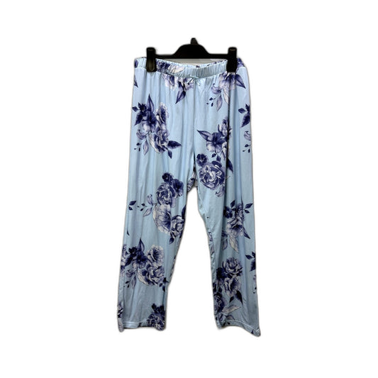 Serra Womens Floral Print Elastic Waist Casual Pants Light Blue Navy Size 10