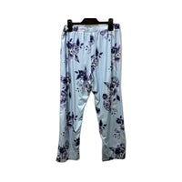 Serra Womens Floral Print Elastic Waist Casual Pants Light Blue Navy Size 10