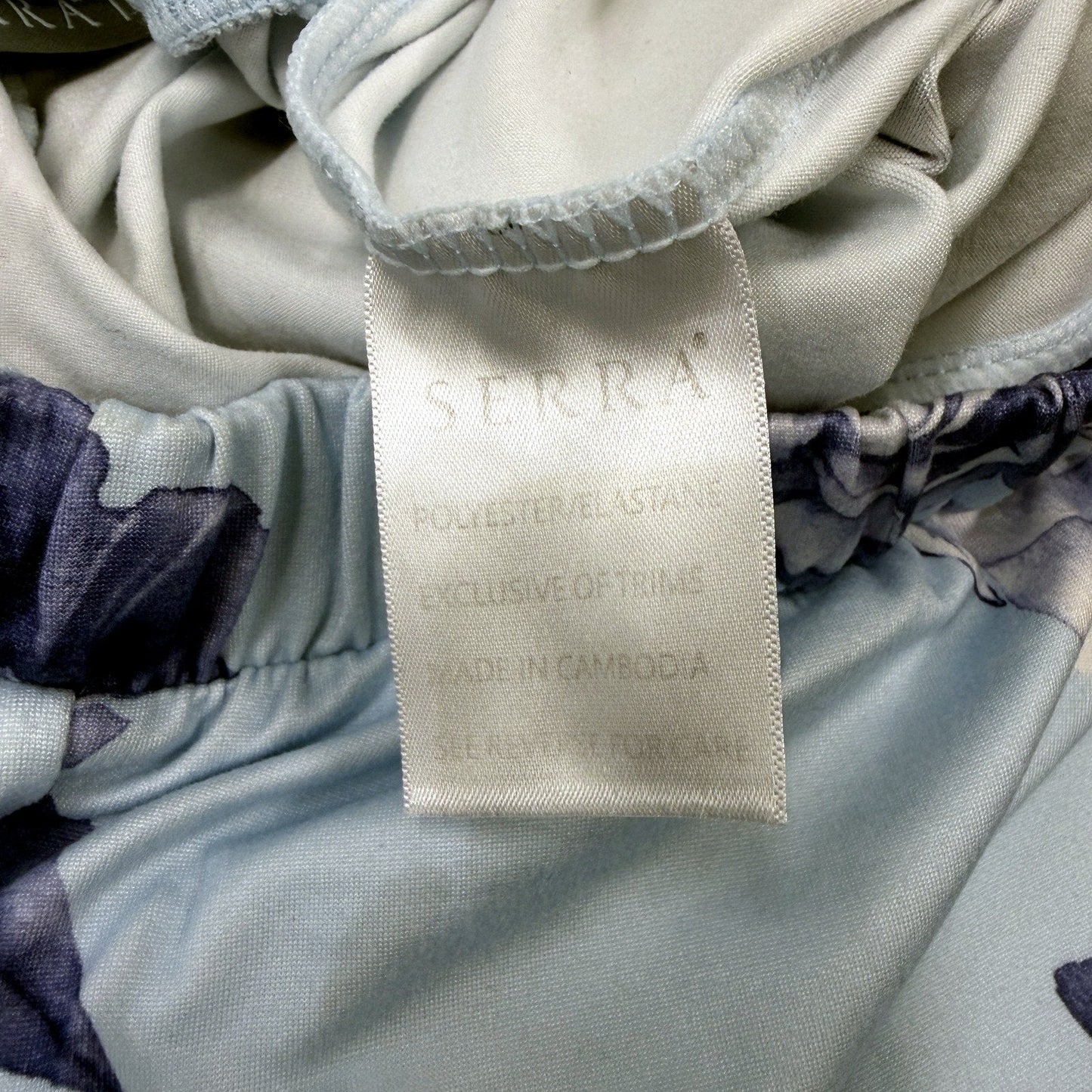 Serra Womens Floral Print Elastic Waist Casual Pants Light Blue Navy Size 10